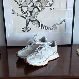 New Balance 327 White and Tan Sneakers